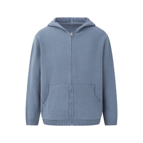 Pure Color Hooded Open Front Sweater Trendy and Versatile Outerwear