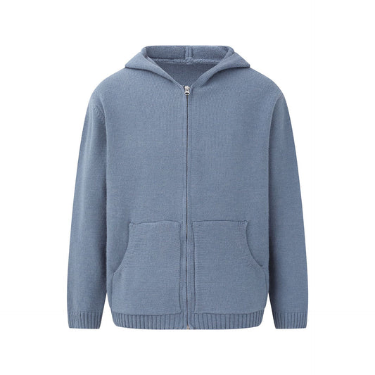 Pure Color Hooded Open Front Sweater Trendy and Versatile Outerwear