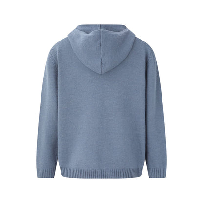 Pure Color Hooded Open Front Sweater Trendy and Versatile Outerwear