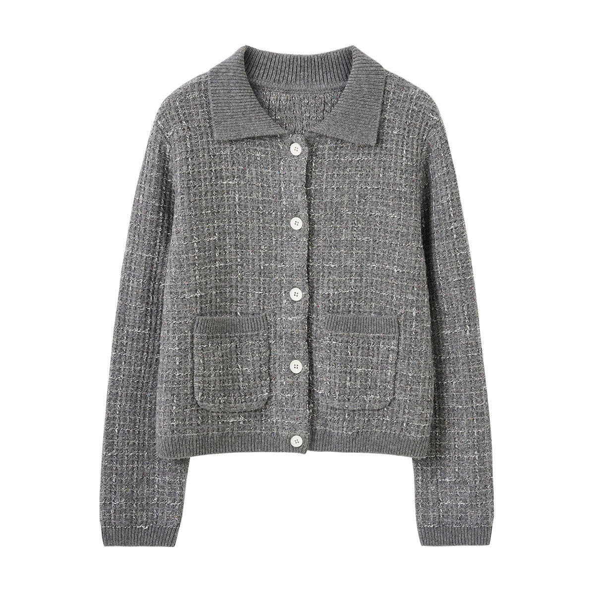 Chic Wool Blend Knit Cardigan Short Jacket in Little Champagne Style Top