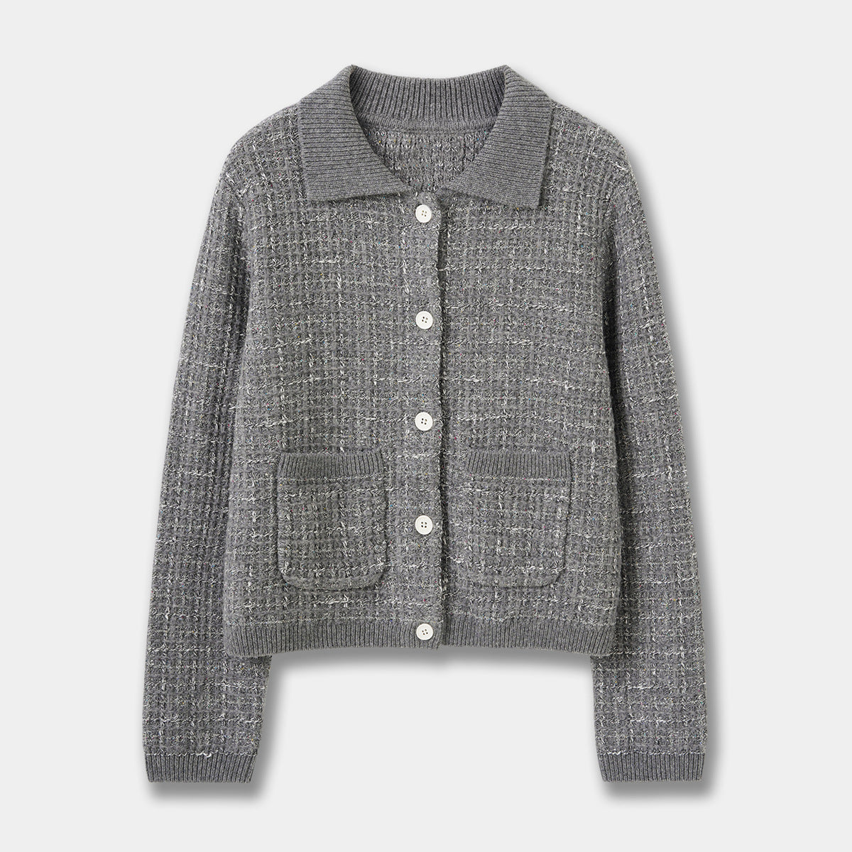 Chic Wool Blend Knit Cardigan Short Jacket in Little Champagne Style Top