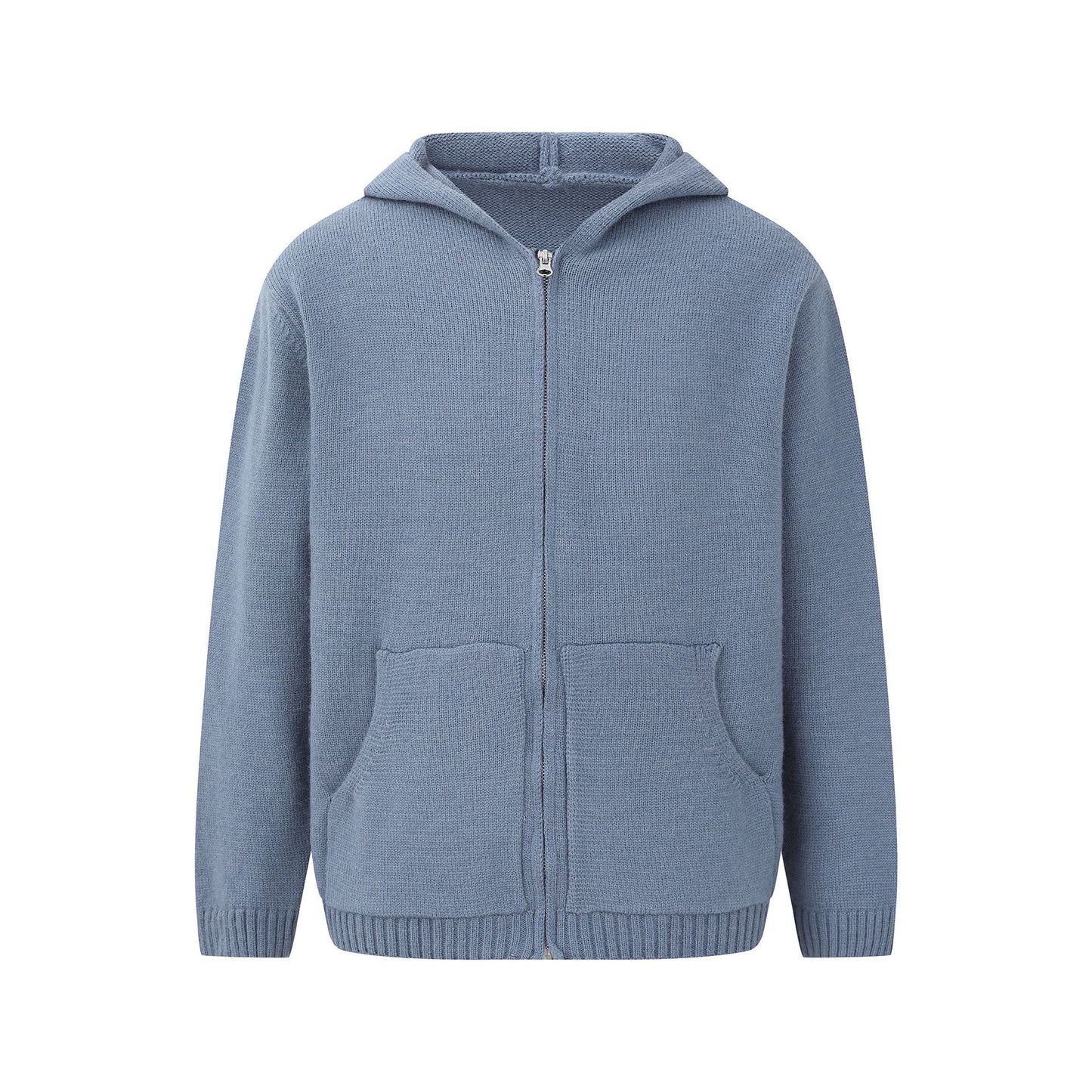 Pure Color Hooded Open Front Sweater Trendy and Versatile Outerwear